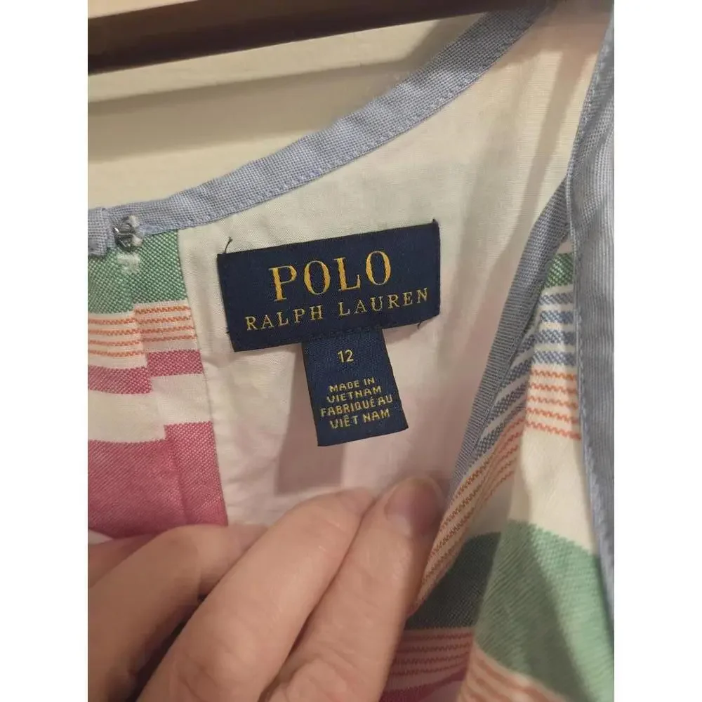 Polo ralph Lauren size 12 oxford Girls' Striped Sleeveless Summer Dress